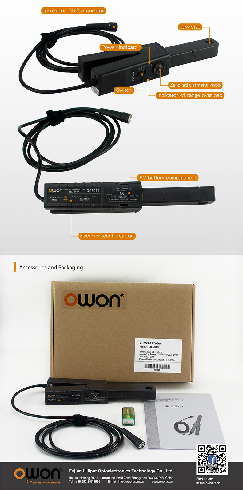 OWON OC5010 AC/DC Current Probe